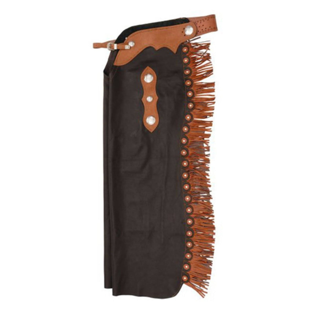 Tough-1 Smooth Leather Reining Cowboy Chaps, Black, M