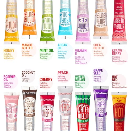 Ruby Kisses Broadway Vita-Lip Clear Lip Gloss 8 Pack, Ultra-Hydrating with Vitamins T1692