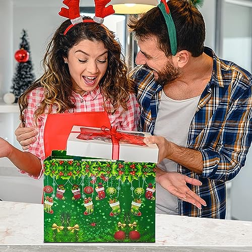 24 Pack Christmas Gift Bags Assorted Sizes with Handle, Non-Woven Reusable Tote I711017