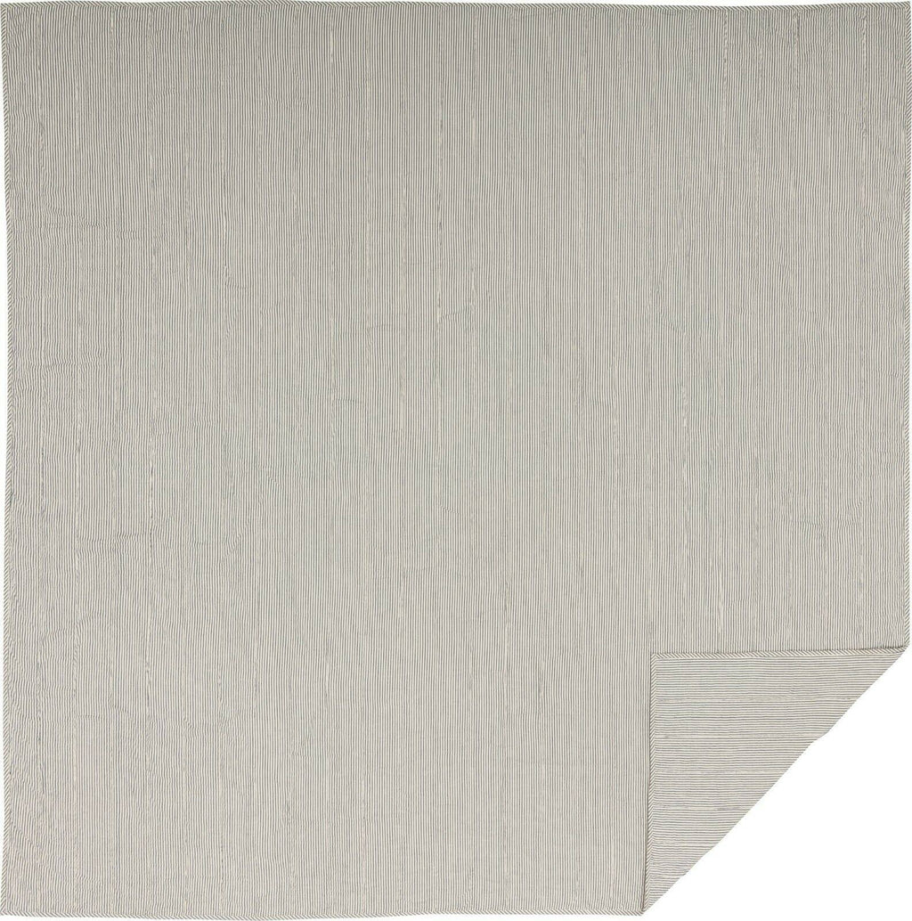 Hatteras Seersucker Blue Ticking Stripe Queen Quilt Coverlet Q129659
