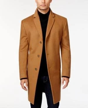 Kenneth Cole Reaction Raburn Wool-Blend Over Coat Slim-Fit Black K346819
