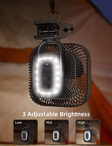 SLENPET 20000mAh Rechargeable Portable Clip on Fan with Light & Hook R310107
