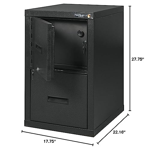 FireKing® FireShield 22" Vertical 1-Drawer File Cabinet and Safe, Black Stone Z8493
