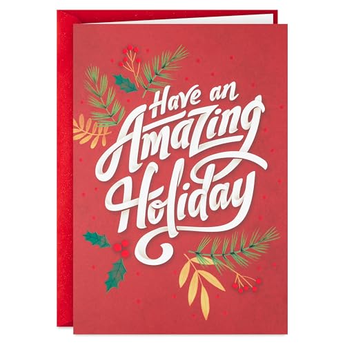 Hallmark Modern Boxed Christmas Cards with Envelopes, Evergreen Branches and Holly A12256