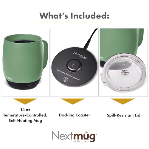 Nextmug Self-Heating Coffee Mug, 14 oz, Burgundy W7807