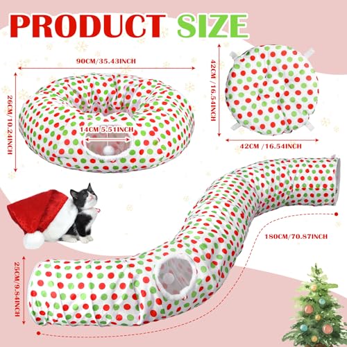 Soulchen Cat Tunnel Christmas Tree Skirt 3ft x 3ft Red and Green T171676