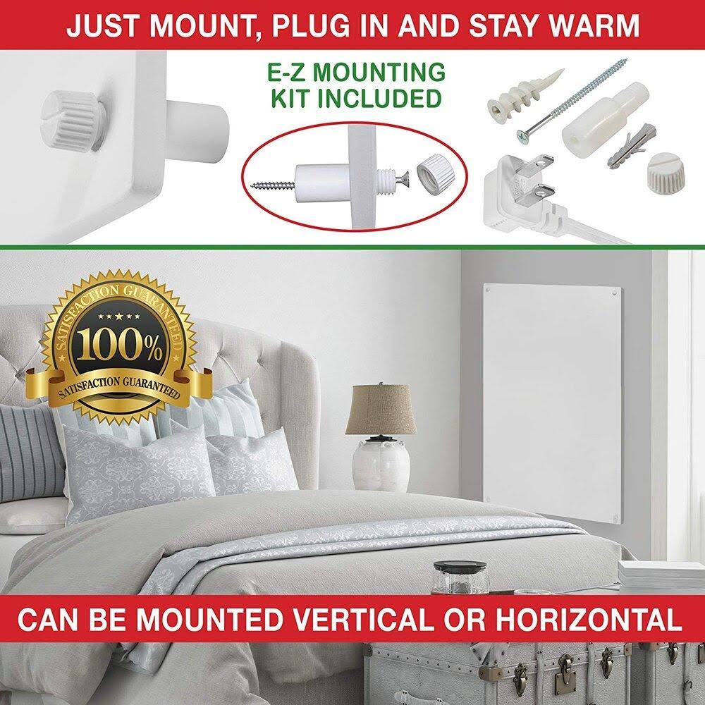 EconoHome Wall Mount Space Heater Panel with Thermostat, 600W K968