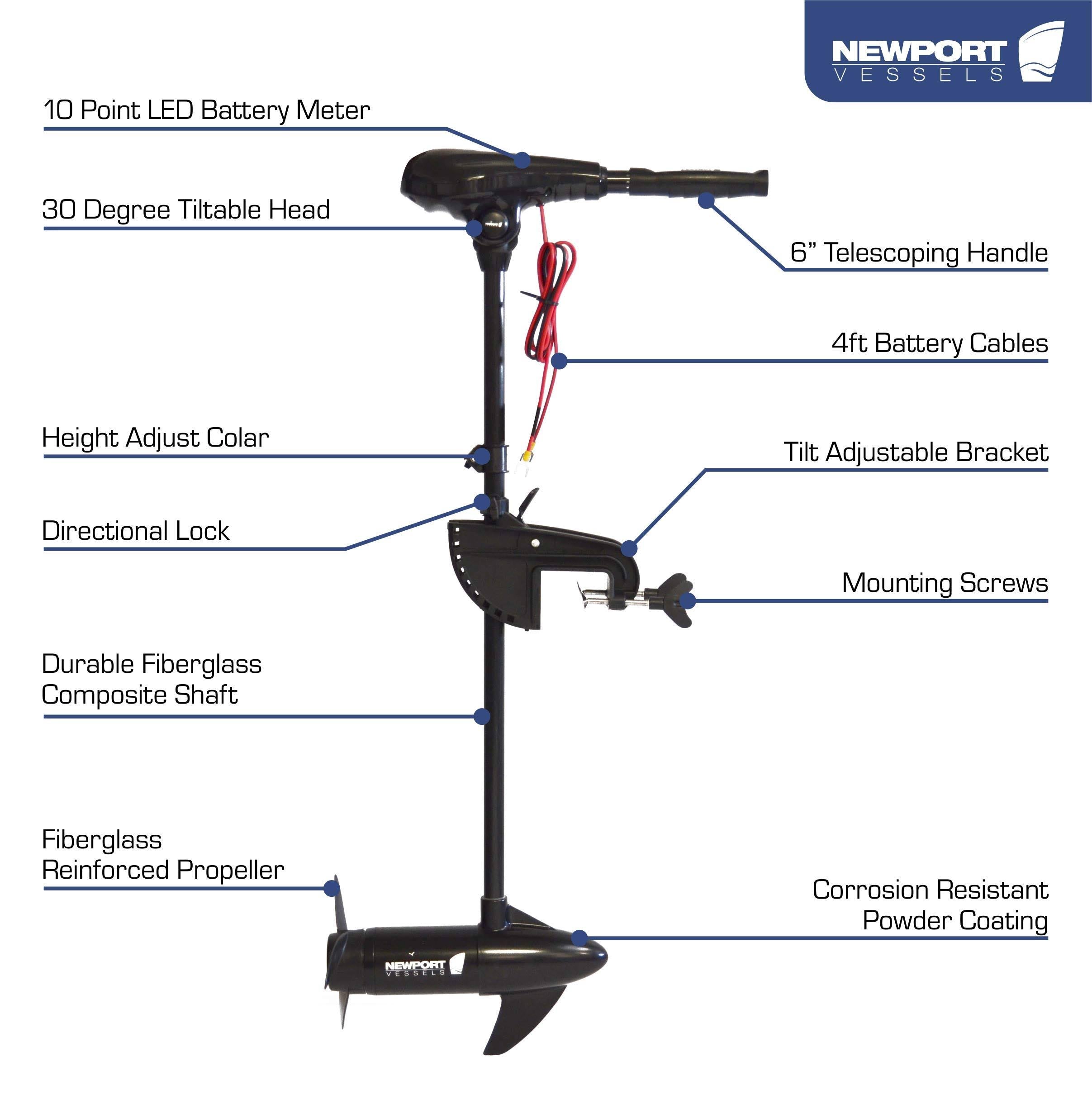 Newport Vessels X-Series 55 lb Thrust Saltwater Transom Mounted Trolling Motor G45884