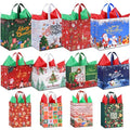 AhfuLife 12 PCS Reusable Christmas Gift Bags with Handles, Assorted Sizes J39716