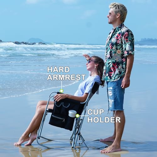 FUNDANGO Oversized Portable Rocking Camping Chair with Cooler and Side Pocket T5034