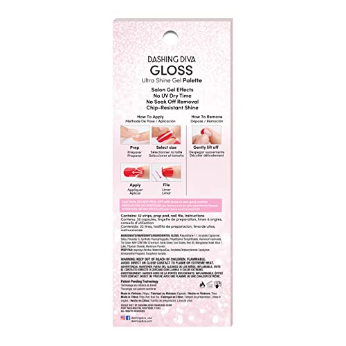 Dashing Diva Gloss Nail Strips Santa Baby - Gel Nail Stickers, 32 Count R845