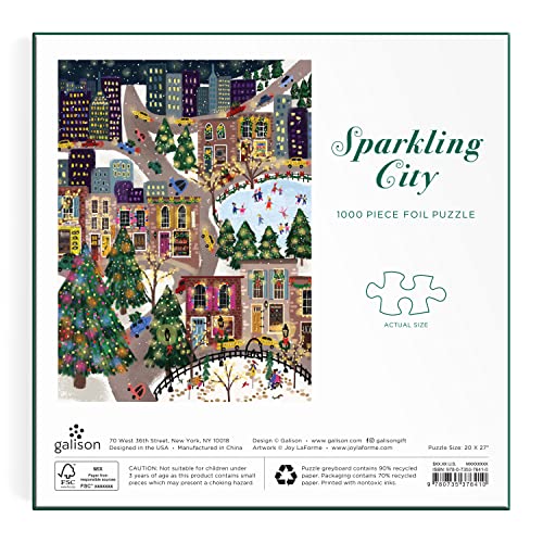 Galison Winter Lights Foil Puzzle, 500 Pieces, 20" x 20" Holiday Jigsaw Puzzle P8985