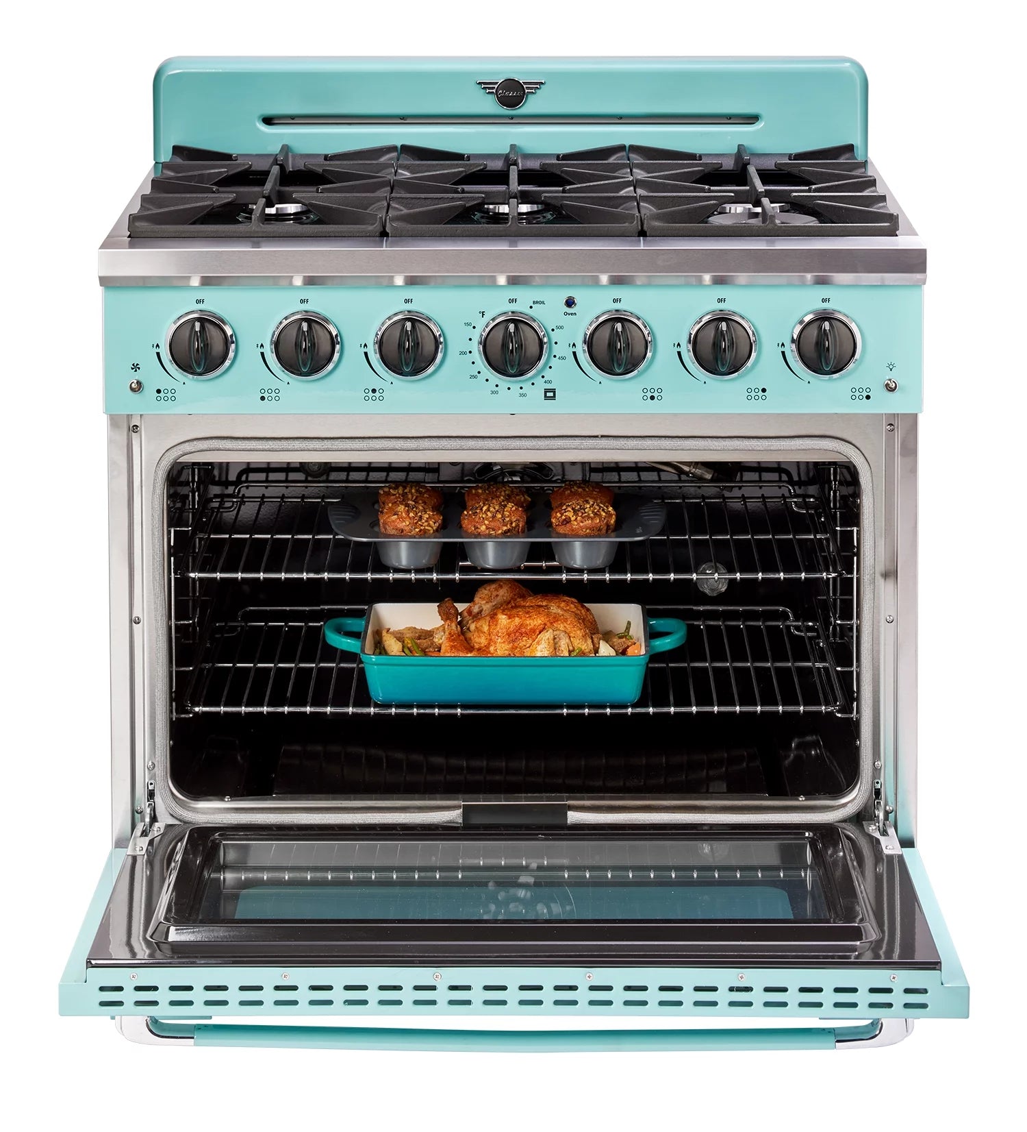 Unique Classic Retro 36" Freestanding Gas Range with Convection Oven P68118