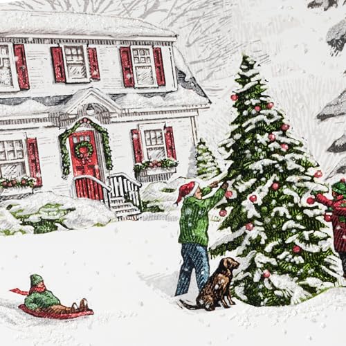 Hallmark Thomas Kinkade Boxed Christmas Cards, Snowy Houses (40 Cards with Envelopes) P719