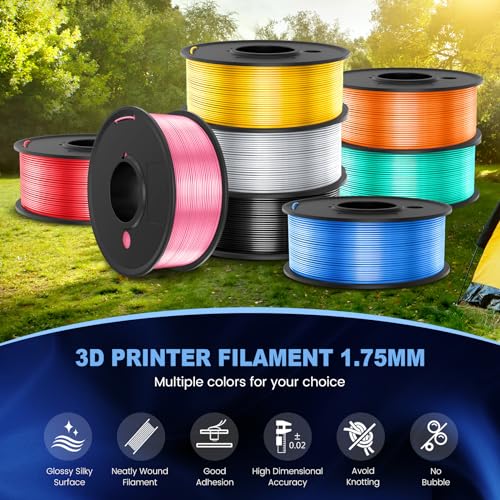 JAYO 3D Printer Filament Bundle, PLA Silk Multicolor 1.75mm, 8 Rolls 2kg G112230