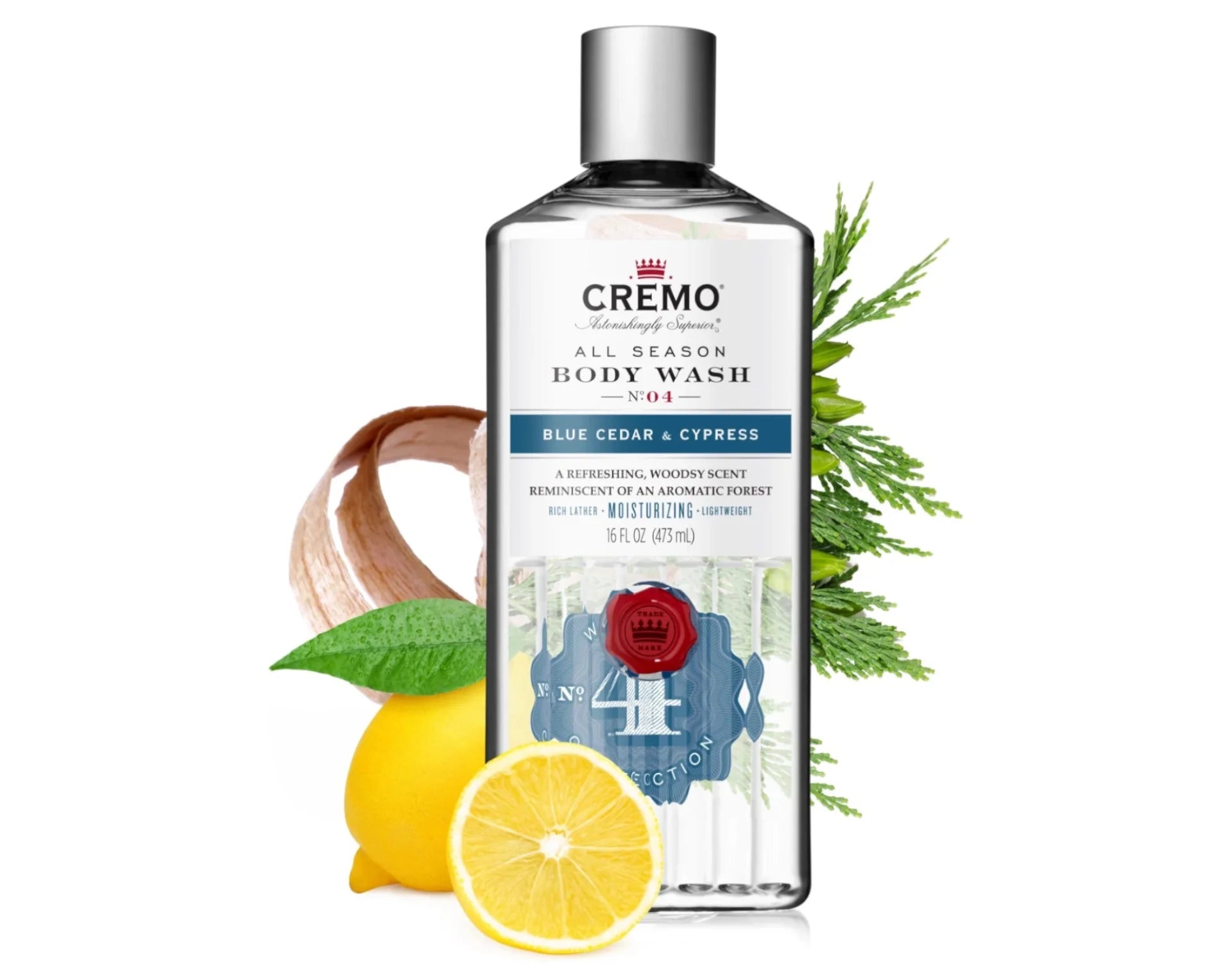 Cremo All Season Body Wash No. 4 Blue Cedar & Cypress 16 Fl Oz Pack of 4 K458190