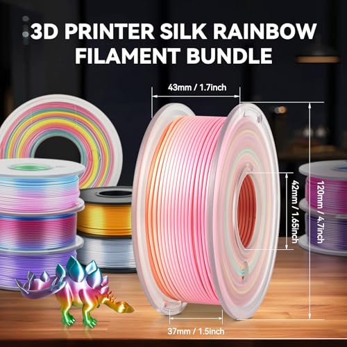JAYO 3D Printer Filament Bundle, PLA Silk Multicolor 1.75mm, 8 Rolls 2kg G112230