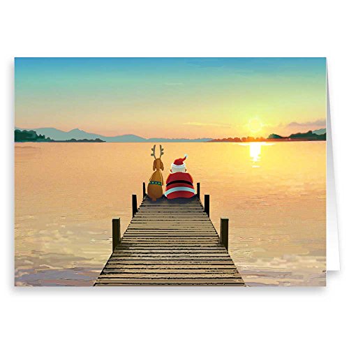 Stonehouse Collection Dock Sunset Christmas Card 18 Boxed Holiday Cards and Envelopes USA Made J542