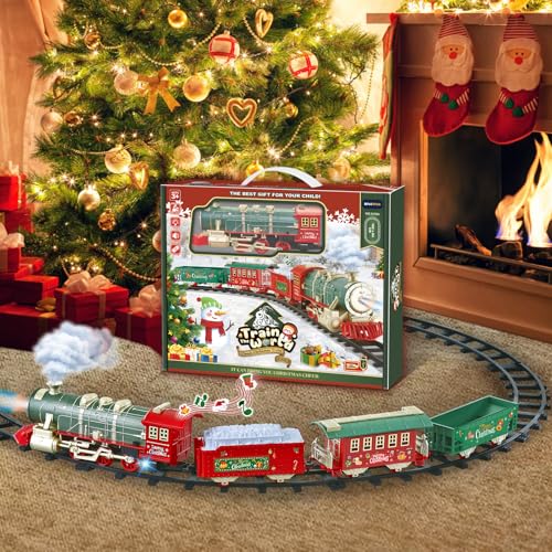 Electric Christmas Train Set with Lights and Sounds for Kids Y77468