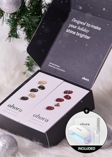 ohora Semi Cured Gel Nail Strips Red Chrome & Joy Christmas Set V6536