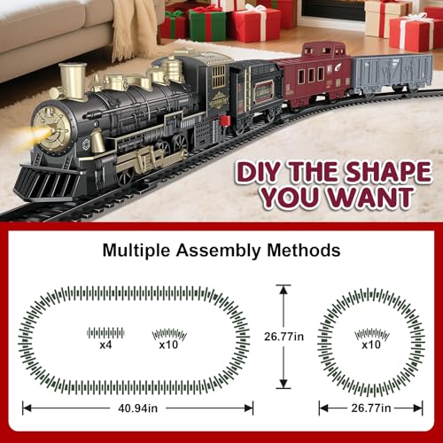 JUQU Christmas Train Set for Kids Ages 3-8 with Remote Control, Lights & Sounds X829788