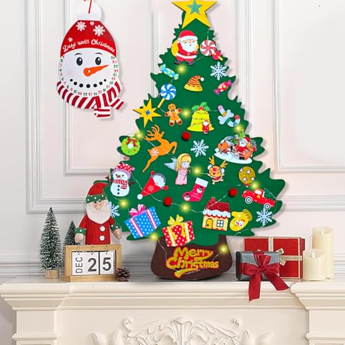 Felt Christmas Tree for Kids with Advent Calendar and 33 Ornaments J619