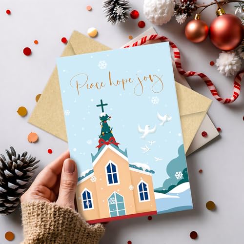 24 Pack Christian Christmas Cards, Religious Holiday Card Set with 6 Designs E9614