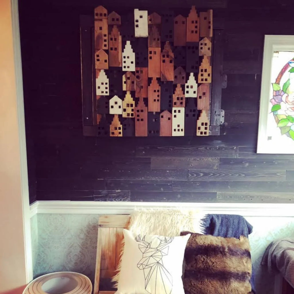 Timberchic 274 Peel and Stick Reclaimed Black Ice Wood Planks Y498891