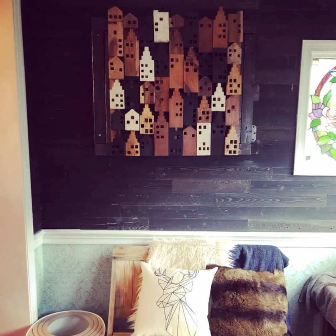 Timberchic 274 Peel and Stick Reclaimed Black Ice Wood Planks Y498891