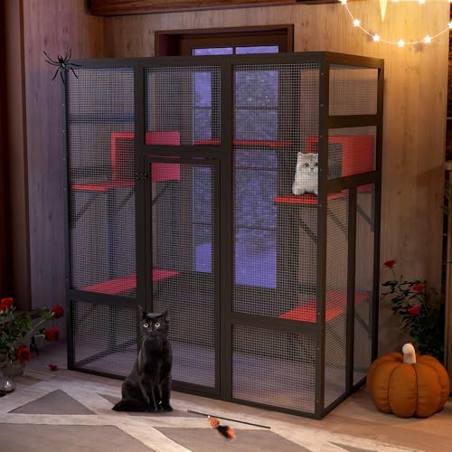 COZIWOW 70 Inches Wooden Catio Outdoor Cat Enclosure with Waterproof Roof I9907