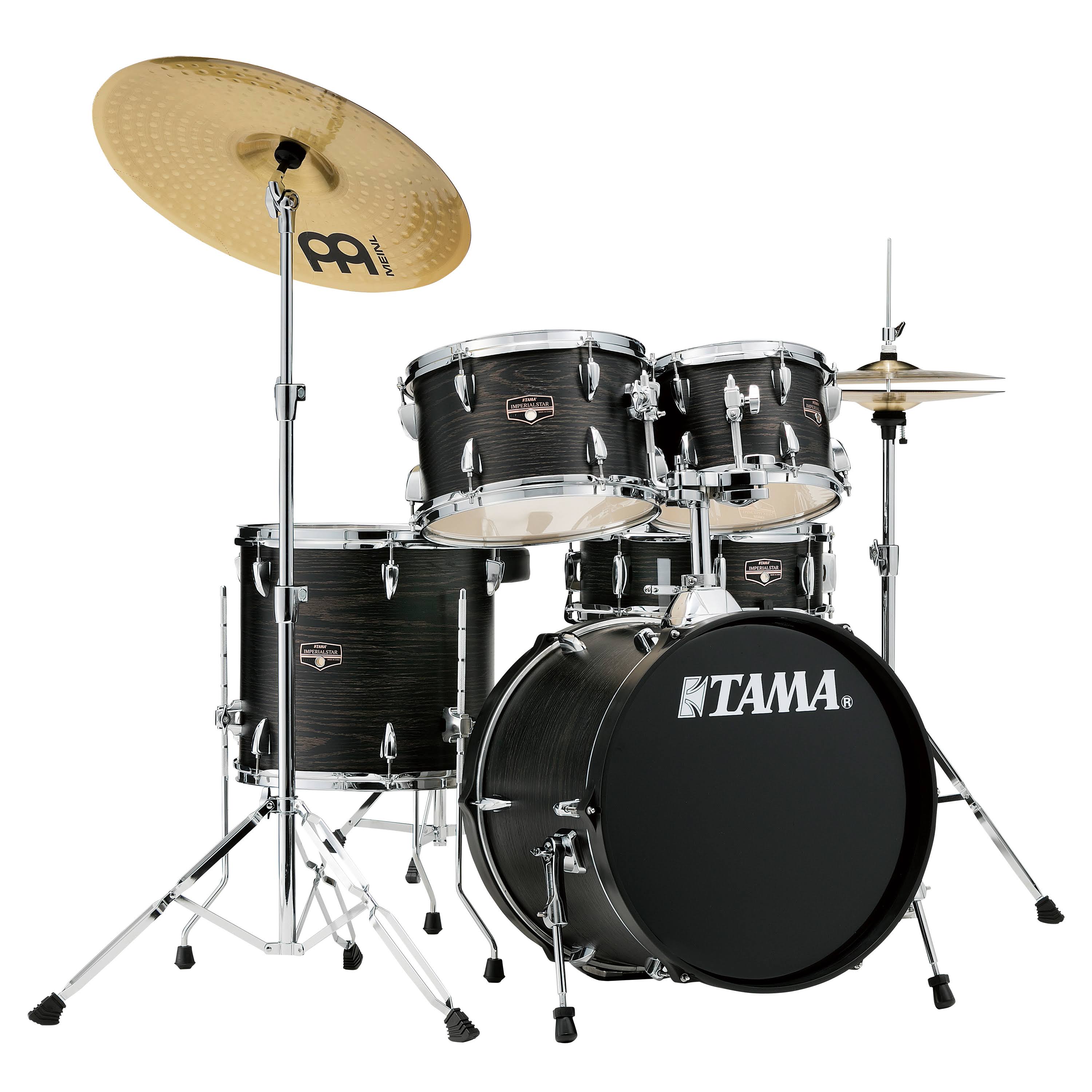 Tama Imperialstar 5-Piece Complete Drum Set with 18 in. Bass Drum and Meinl HCS Cymbals Black Oak Wrap - Avayadevconnect