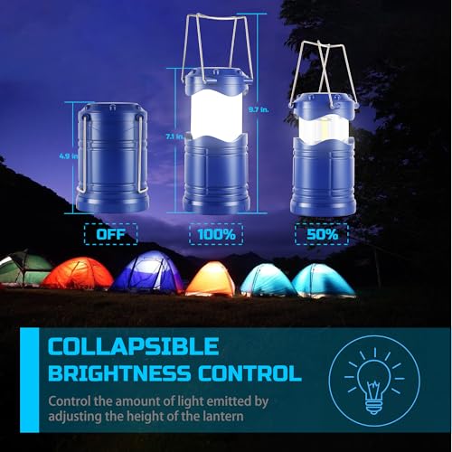 Lichamp LED Camping Lantern 4 Pack, Battery Powered Portable Hanging Light X975