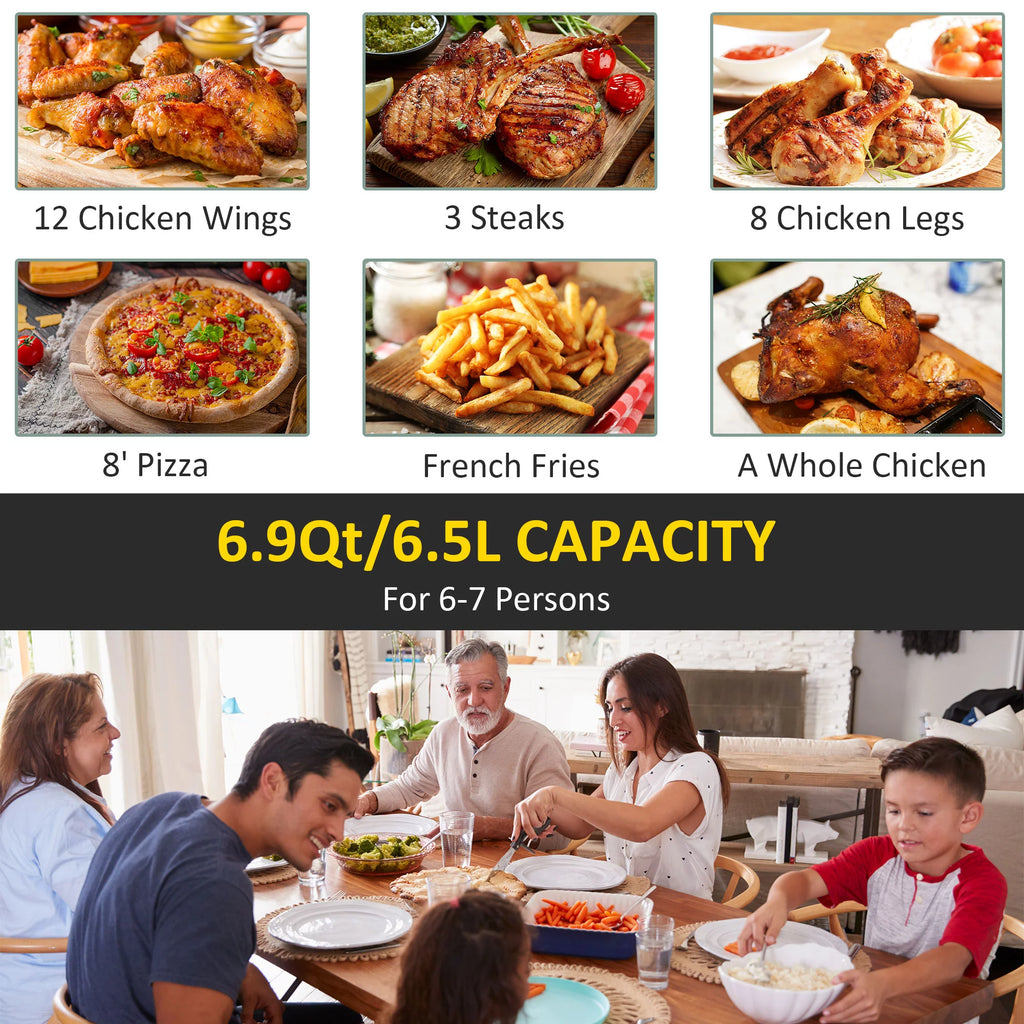 HOMCOM Air Fryer 6.9 Quart with Digital Display, Black Y897154