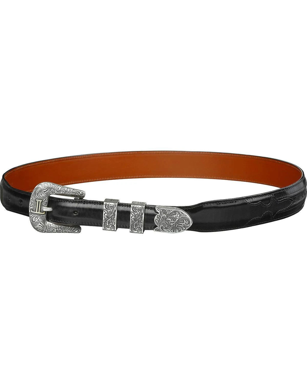 Lucchese Men's Hobby Stitch Tapered Goat Belt, Black T97051