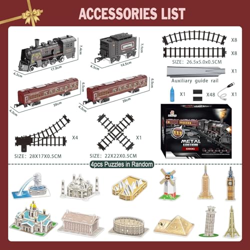 Electric Train Set for Kids with Steam Locomotive, Light & Sounds S601002