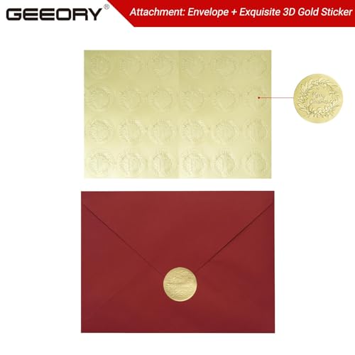 GEEORY Boxed Christmas Greeting Cards 5" x 7" Watercolor Xmas Tree & Snowflake, 24 with Envelopes & Stickers T87529