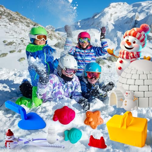 IELEK Winter Snowball Tool Kit for Kids with Handle, Duck Snowball Maker, Animal Sand Molds U163