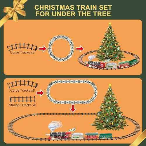 JUQU Christmas Train Set for Kids Ages 3-8 with Remote Control, Lights & Sounds X829788