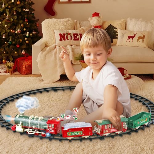 Electric Christmas Train Set with Lights and Sounds for Kids Y77468