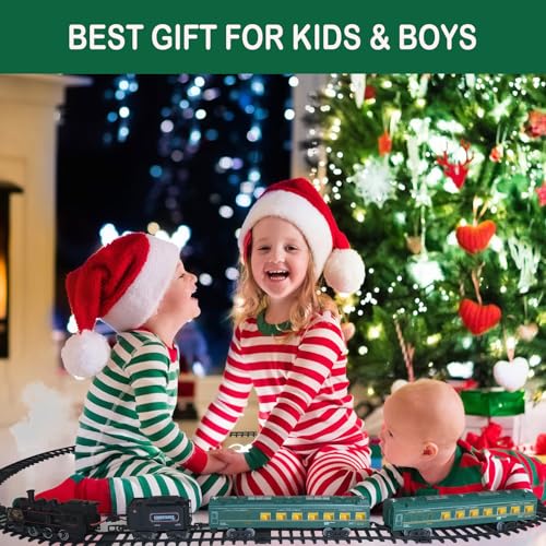 Electric Train Set for Kids with Steam Locomotive, Light & Sounds S601002