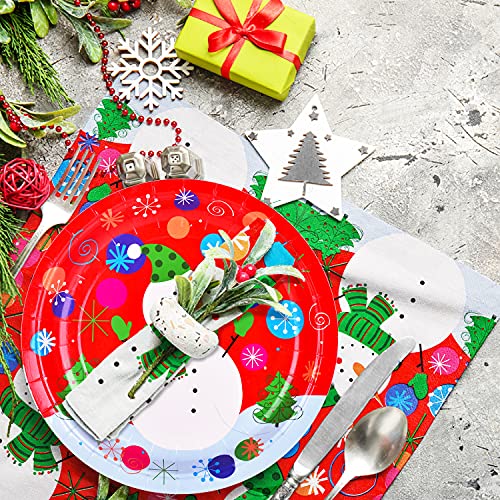 Gatherfun Christmas Snowman Paper Dinner Plates and Napkins, Serve 50 V8502