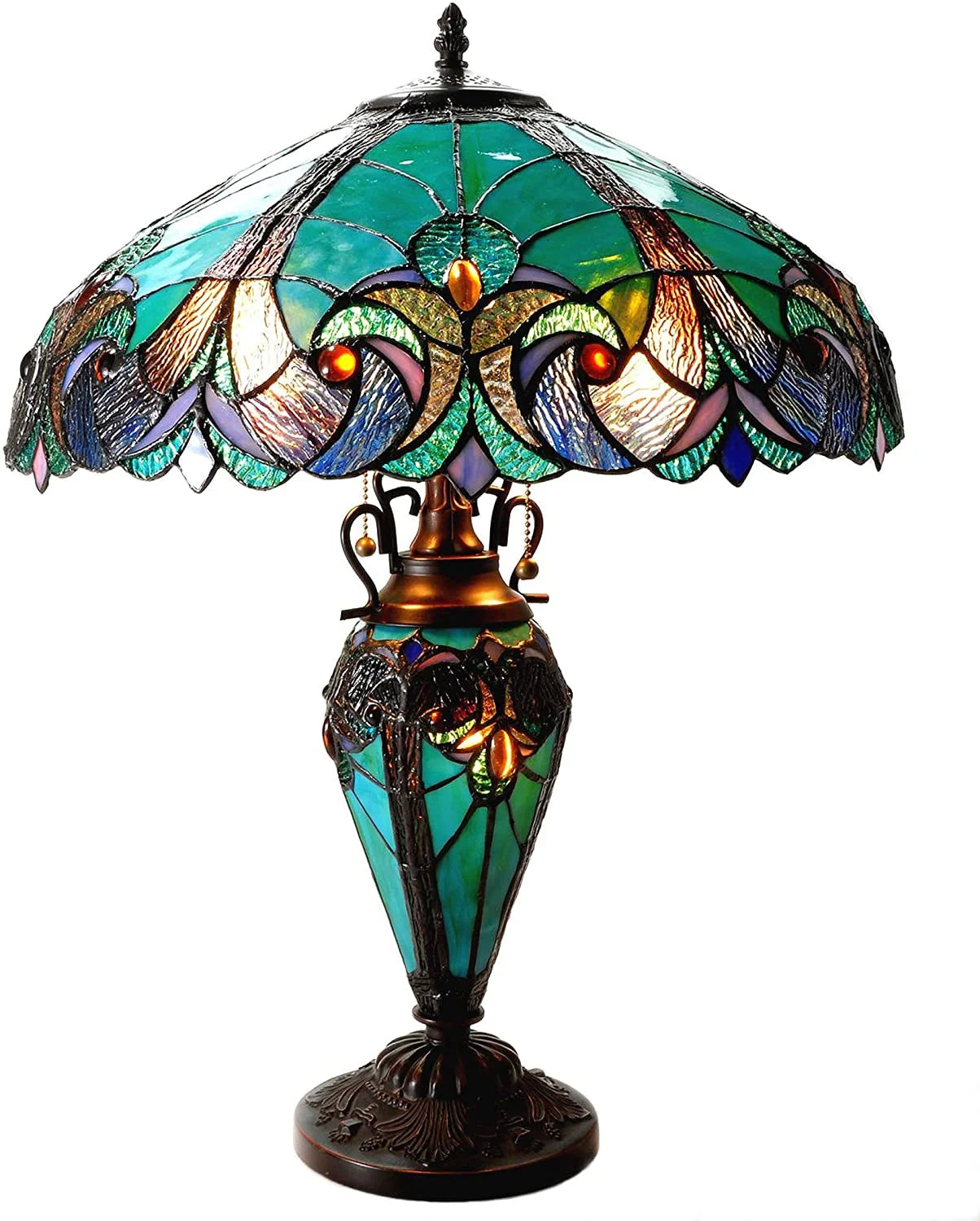 RADIANCE Goods Tiffany-Style 3 Light Victorian Double Lit Table Lamp 18" Shade