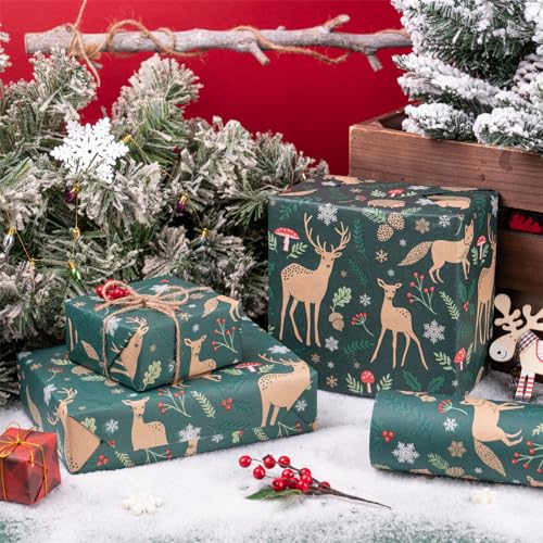 RUSPEPA Christmas Wrapping Paper Jumbo Roll Kraft Paper, Christmas Tree Design, 30 in x 100 ft U53088