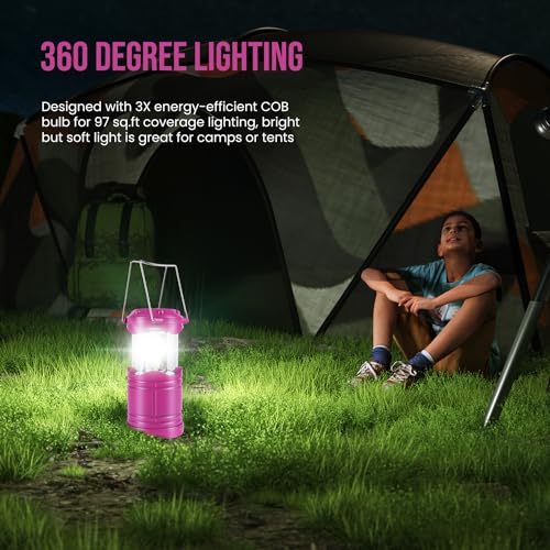 Lichamp LED Camping Lantern 4 Pack, Battery Powered Portable Hanging Light X975