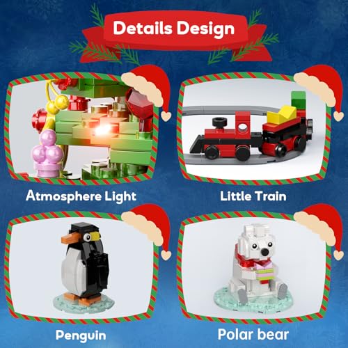 Christmas Tree Building Kit with Lights, Compatible with Lego, 802 PCS G405