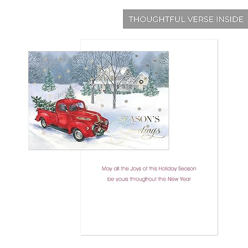Masterpiece Holiday Greetings Christmas Cards with Snowy Cardinal Wreath, 16 Boxed with Envelopes L381397