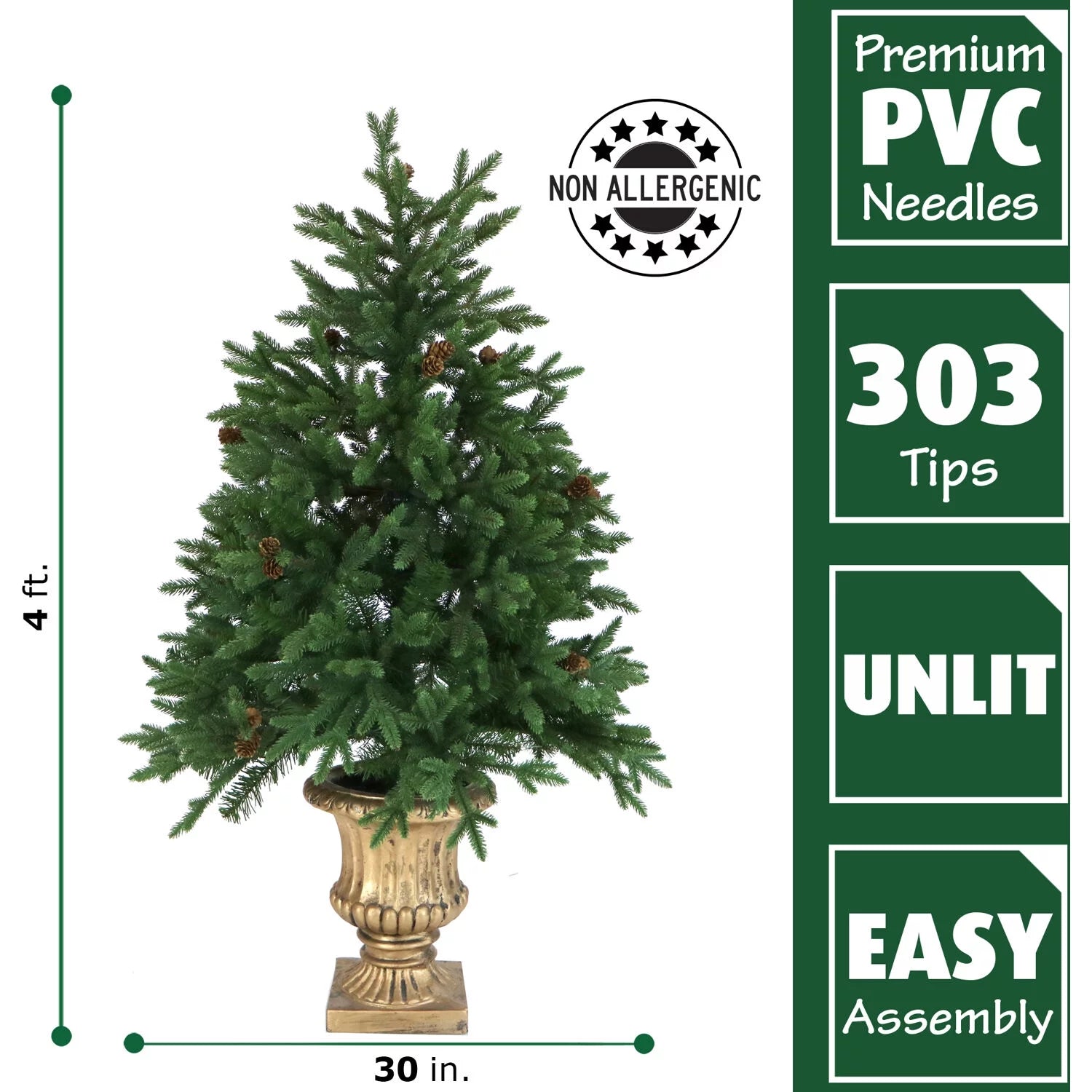 Fraser Hill Farm 4-Ft. Noble Fir Artificial Tree with Urn Base Z484598