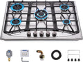 Tabaray Propane Gas Cooktop 30" Inch, 5 Burner Built-in Stainless Steel Gas Stove Top, LPG/NG Dual Fuel, Include Gas Pressure Regulator Gas Range(L30"×W20")