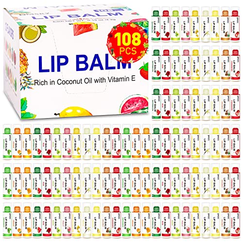 DMSKY Natural Lip Balm Bulk 36 Pack with Vitamin E and Coconut Oil, 12 Flavors L77674