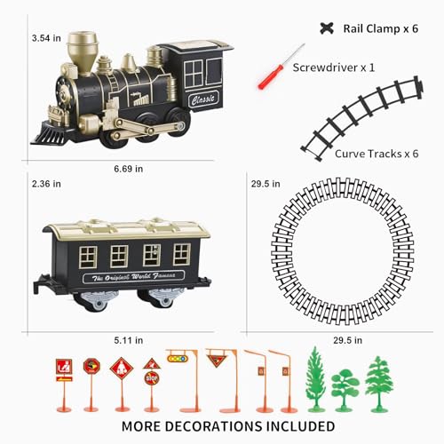 JUQU Christmas Train Set for Kids Ages 3-8, Battery Operated with Lights and Sounds R49536